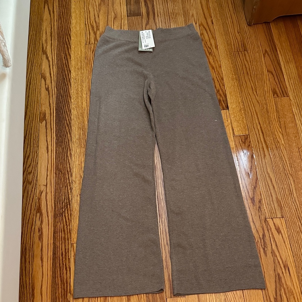 BNWT H&M Taupe Ribbed Knit Wide Leg Pants